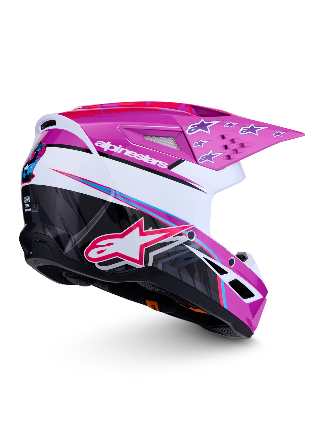Alpinestars SM3 Falcon Helm ECE06, Offroad-Motocross-Helm, Lila und Weiß, glänzendes Finish, ECE 22.06 zertifiziert.