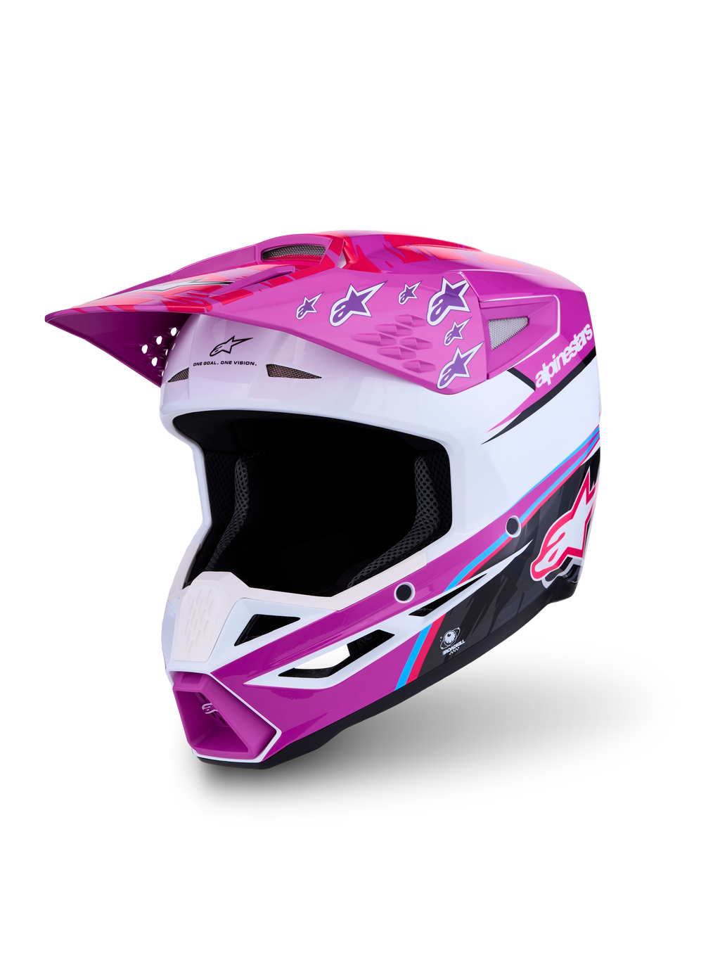 Alpinestars SM3 Falcon Helm ECE06, Motocross- und Enduro-Helm, Lila und Weiß, ECE 22.06 zertifiziert, Offroad-Design.