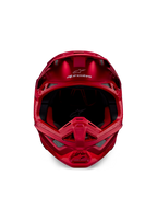 Alpinestars Supertech M10 Flood Helm, Motocross-Helm, Red Fluo und Red Matt/Glänzend, Vorderansicht mit aerodynamischem Profil und mehreren Belüftungsöffnungen, Alpinestars-Logo auf der Stirn und rotes Innenfutter, professionelle Offroad-Rennausrüstung