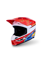Alpinestars SM3 Falcon Youth Helmet ECE06, red and white motocross helmet for kids with yellow and blue graphics.