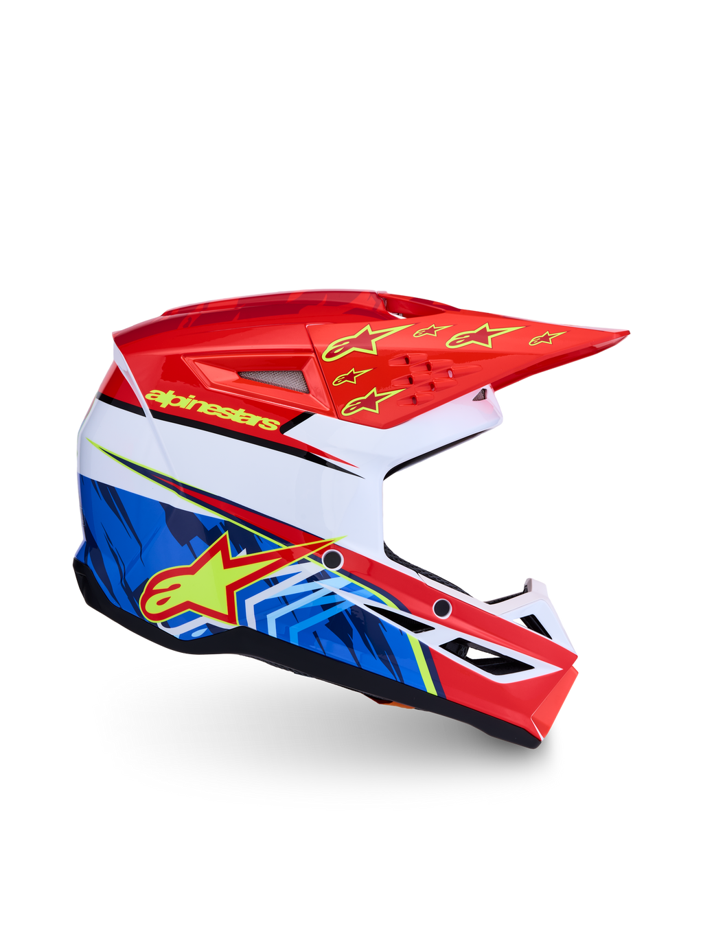 Alpinestars SM3 Youth Falcon Helmet ECE06, Youth Motocross Helmet, Red and Blue, ECE 2206 certified, lightweight shell.