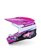Alpinestars SM3 Jugend-Helm Falcon ECE06, Motocross-Helm für Jugendliche, Lila und Weiß, glänzende ECE 22.06-Schale.