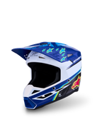Alpinestars SM3 Jugend-Helm Falcon ECE06, Motocross-Helm in Blau und Weiß mit neon-gelben Akzenten, ECE 22.06 zertifiziert.