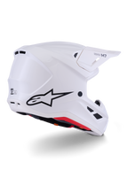 Alpinestars S-M7 Solid Helm ECE 22.06, Motocross-Helm, Weiß glänzend, Full-Face-Offroad-Design, stromlinienförmige aerodynamische Schale mit mehreren Belüftungsöffnungen, schwarzes Visier, Hochleistungsschutz für Motocross- und Offroad-Rennen