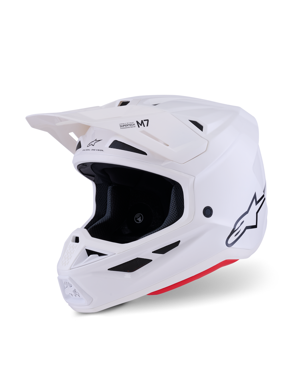 Alpinestars S-M7 Solid Helm, Motocross-Helm, Weiß Glänzend, aerodynamisches Full-Face-Design mit Helmschild, schlanke Verbundschale, Belüftungssystem mit 20 Öffnungen, professioneller Offroad-Rennschutz