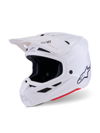 Alpinestars S-M7 Solid Helm, Motocross-Helm, Weiß Glänzend, aerodynamisches Full-Face-Design mit Helmschild, schlanke Verbundschale, Belüftungssystem mit 20 Öffnungen, professioneller Offroad-Rennschutz