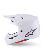 Alpinestars S-M7 Solid Helm ECE 22.06, Weiß Glänzend, professioneller Offroad-Motocross-Helm, leichte Verbundschale, aerodynamisches Profil mit integrierter Belüftung und verstellbarem Visier
