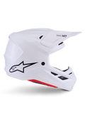 Alpinestars S-M7 Solid Helm ECE 22.06, Motocross-Helm, Weiß Glänzend, aerodynamisches kantiges Design mit schwarzen Belüftungsgittern, mit schwarzem Stern-Logo und M7-Branding, professioneller Schutz für Offroad-Rennen