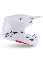 Alpinestars S-M7 Solid Helm ECE 22.06, Motocross-Helm, Weiß Glänzend, aerodynamisches kantiges Design mit schwarzen Belüftungsgittern, mit schwarzem Stern-Logo und M7-Branding, professioneller Schutz für Offroad-Rennen