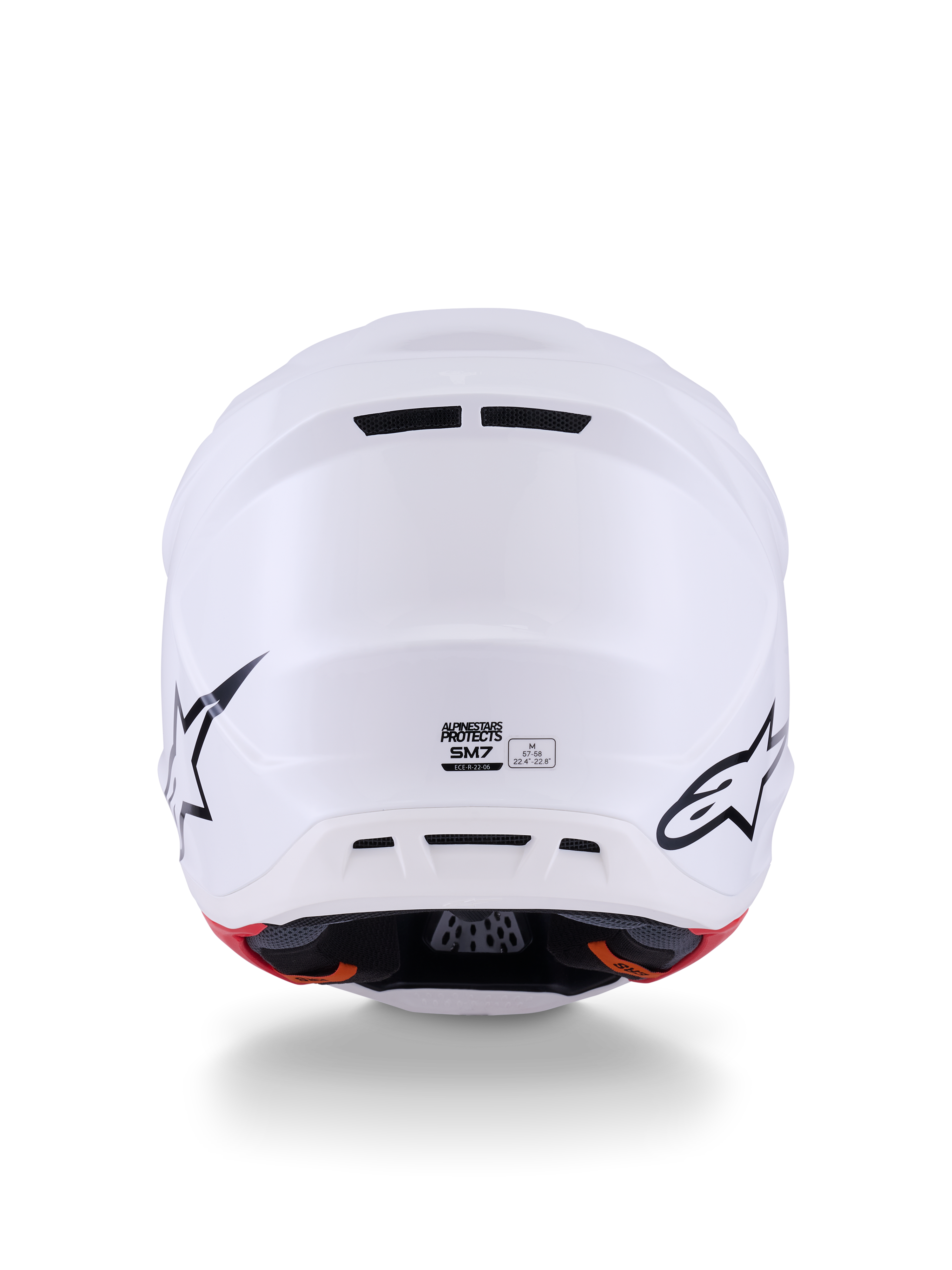 Alpinestars S-M7 Solid Helm ECE 22.06, Motocross-Helm, Weiß Glänzend, aerodynamische Mehrschicht-Verbundschale, mit 20-Kanal-Belüftungssystem und verstellbarem Visier, schlankes Offroad-Renndesign