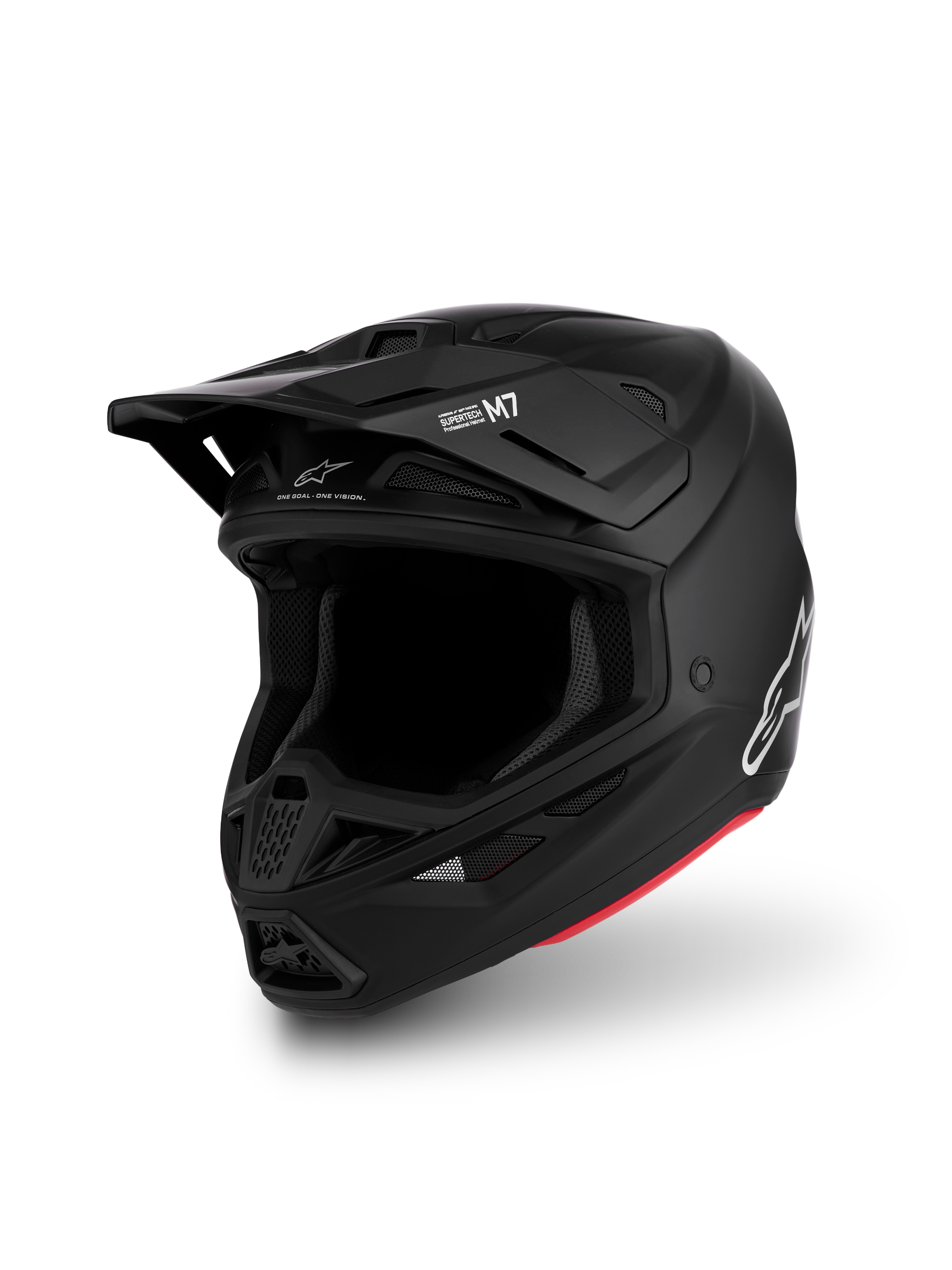 Alpinestars S-M7 Helm Solid ECE06, Mattschwarzer Motocross-Helm, aerodynamisches Design, ECE 22.06 zertifiziert.