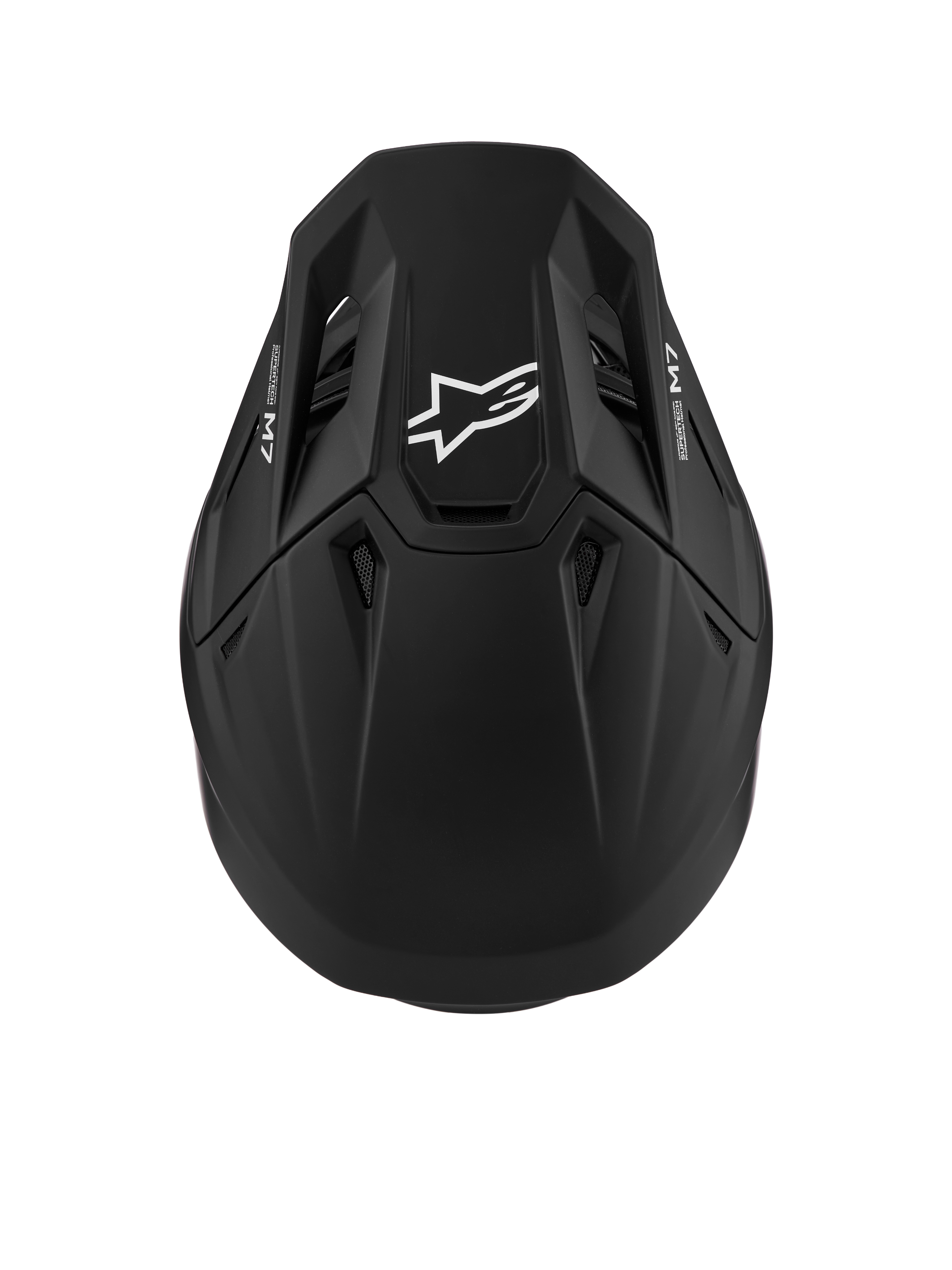 Alpinestars S-M7 Solid ECE06 Helm, Motocross-Helm in Schwarz Matt, weißes Logo und aerodynamische Form für Offroad-Einsätze.