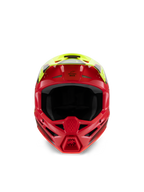 Alpinestars S-M3 Youth Fray Helm, Motocross-Helm, Rot und Gelb Fluo Glänzend, Vorderansicht zur Hervorhebung der Belüftungsöffnungen und des aggressiven Kinnschutzes, spezialisierter Offroad-Kopfschutz für junge Fahrer