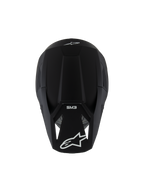 Alpinestars S-M3 Jugend-Helm Solid ECE 22.06, Motocross-Helm, Schwarz Matt, Draufsicht mit weißen Logos und SM3-Branding, schlankes aerodynamisches Design für Offroad-Rennsport