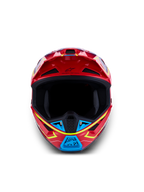 Alpinestars S-M7 Cast Motocross-Helm in Rot, Blau und Fluo-Gelb, ECE 22.06-zertifiziert, Frontansicht mit Belüftung