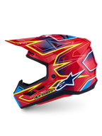 Alpinestars S-M7 Cast Helm, Motocross-Helm in Rot und Gelb-Fluo, aerodynamische Verbundschale, ECE 22.06 zertifiziert.