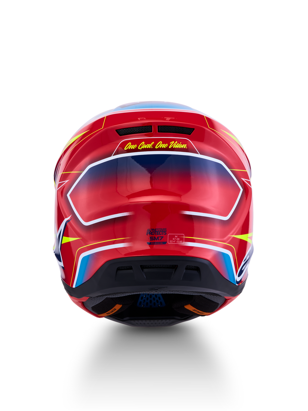 Alpinestars S-M7 Cast Helm ECE06, glänzend Rot und Blau, Motocross-Helm mit aerodynamischem Profil, ECE 22.06 zertifiziert.
