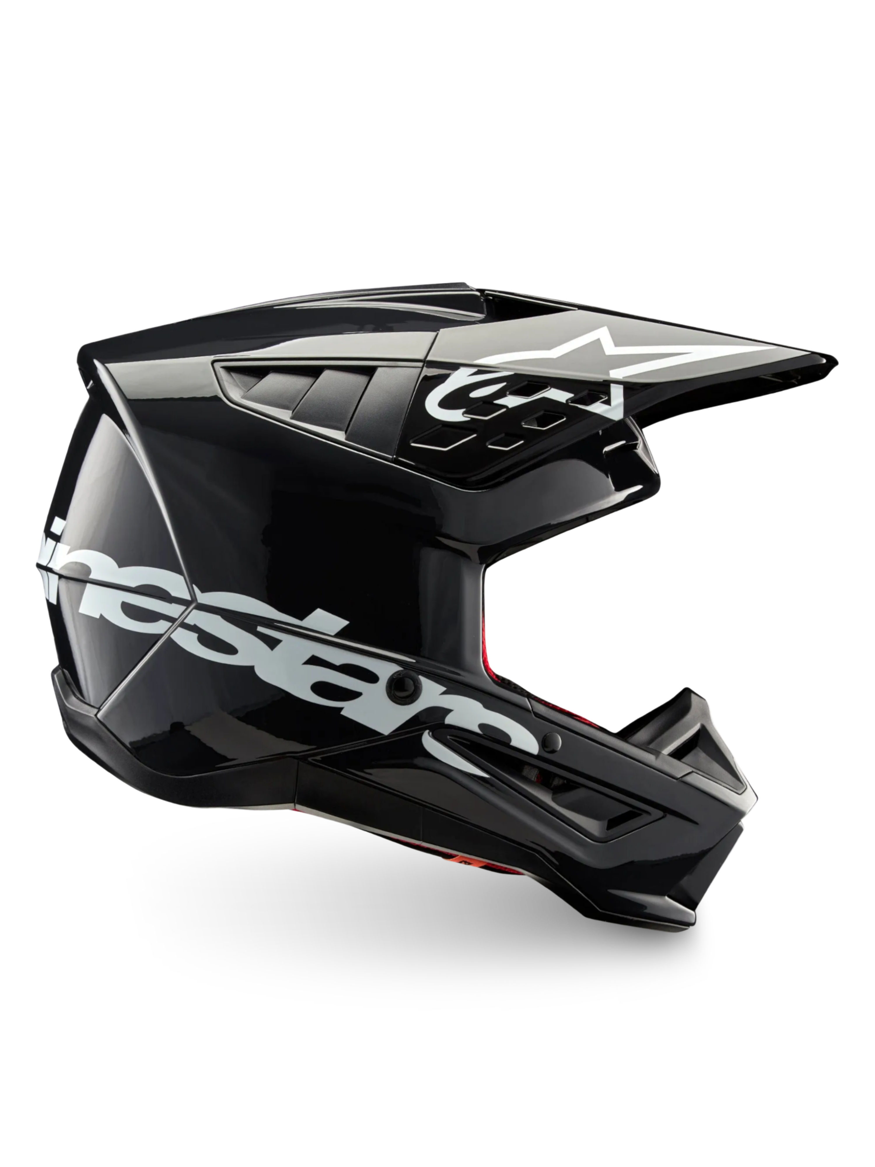 Alpinestars S-M5 Corp Motocrosshelm, Dunkelgrau glänzend, ECE-zertifiziert mit leichter Thermoplast-Schale.