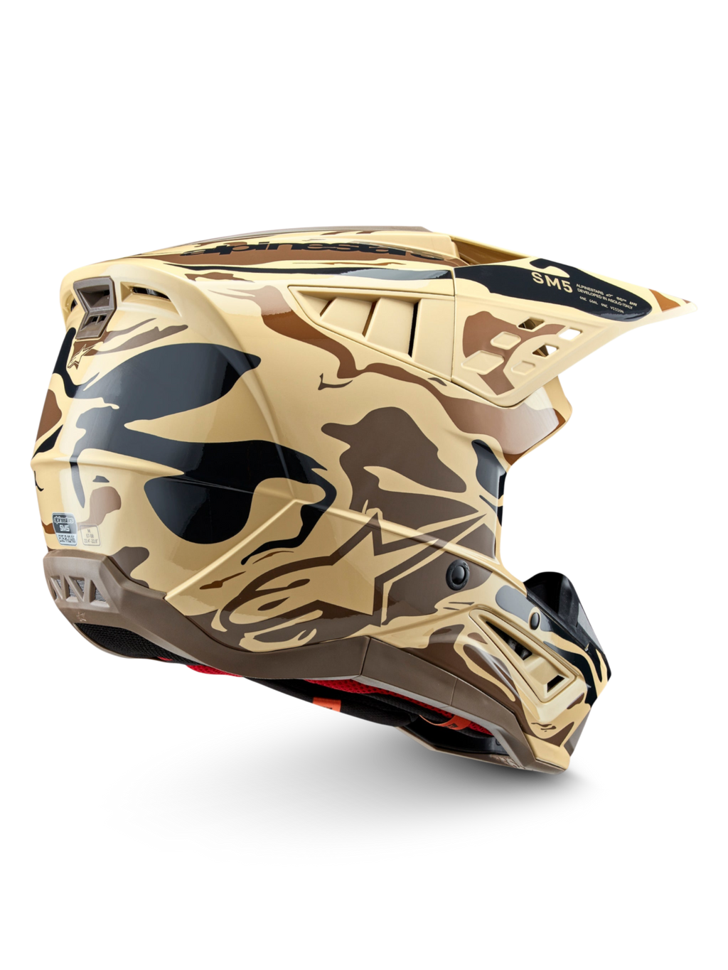 Alpinestars S-M5 Helm Mineral, Motocross-Helm, Dunkelbraun Känguru Matt Camouflage, ECE 22.06-zertifiziert.