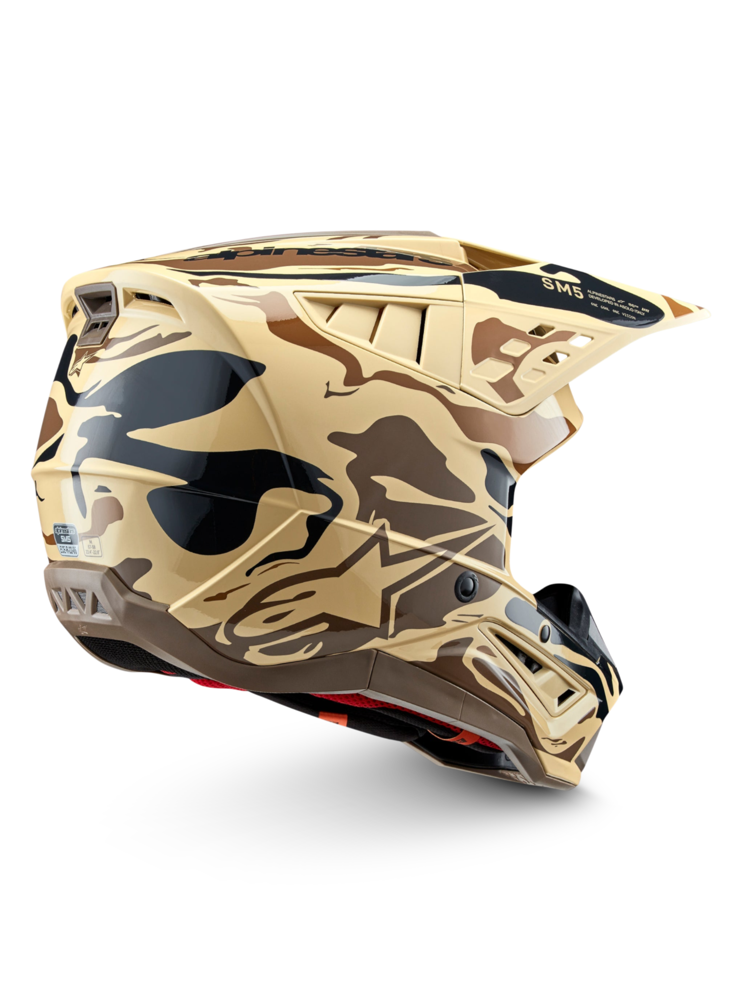 Alpinestars S-M5 Helm Mineral, Motocross-Helm, Dunkelbraun Känguru Matt Camouflage, ECE 22.06-zertifiziert.