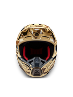 Alpinestars S-M5 Helm Mineral, Motocross-Helm, Braun Camo, ECE 22.06-zertifiziert, Frontansicht mit roter Innenpolsterung.