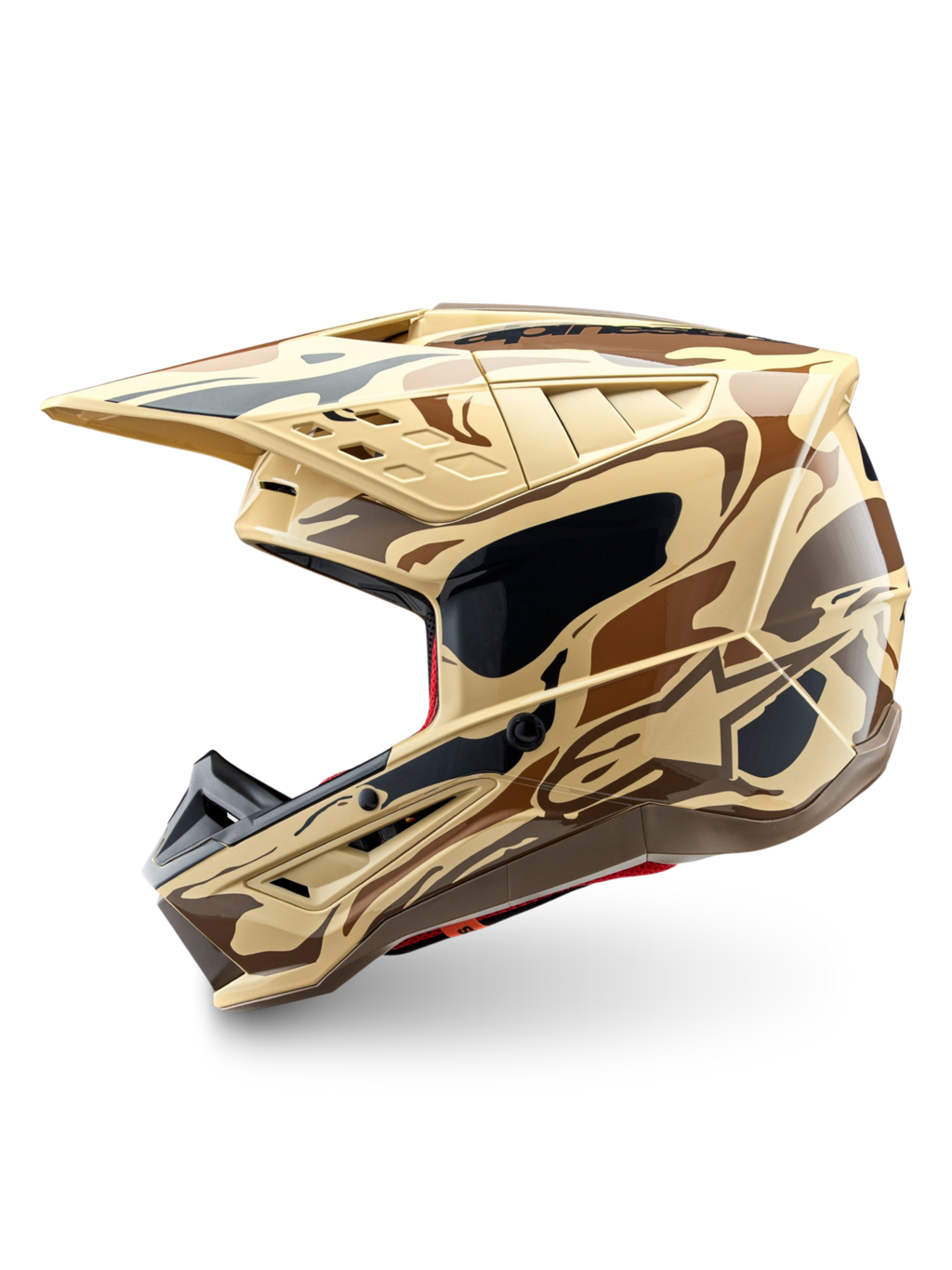 Alpinestars S-M5 Mineral Motocross-Helm, Dunkelbraun Känguru Matt Camo, ECE 22.06 zertifizierter Offroad-Schutz.