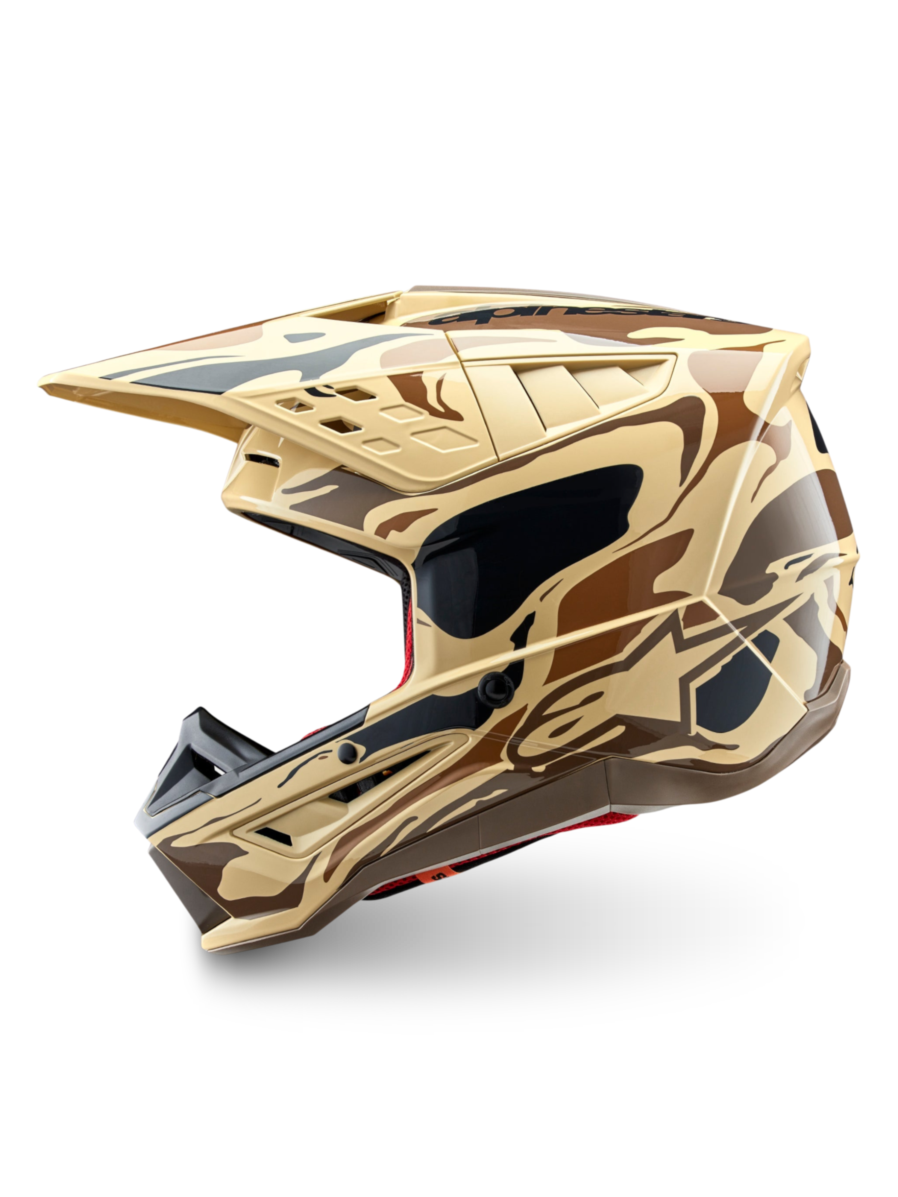 Alpinestars S-M5 Mineral Motocross-Helm, Dunkelbraun Känguru Matt Camo, ECE 22.06 zertifizierter Offroad-Schutz.
