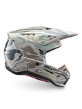 Alpinestars S-M5 Mineral Motocross Helm in Warmem Grau und Celadon Grün, ECE 22.06-zertifizierter Offroad-Schutz mit technischem Belüftungssystem.