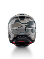 Alpinestars S-M5 Mineral Helm, Motocross-Helm, Rückansicht, Grau und Celadon Grün Camouflage, ECE 22.06-zertifiziert.