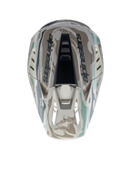 Alpinestars S-M5 Mineral Helm, Motocross-Helm in Grau und Celadon Grün, Draufsicht mit glänzendem Camouflage-Muster, ECE 22.06 zertifiziert