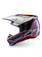 Alpinestars S-M5 Sail Helm, Motocross-Helm in Violett und Schwarz, ECE 22.06-zertifiziert, stoßfester Thermoplast.