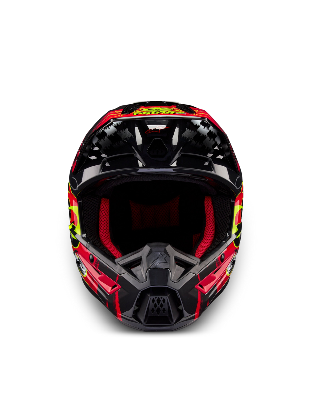 Alpinestars S-M5 Rash Helm, Motocross-Offroad-Helm in Dunkelgrau und Hellrot glänzend, belüftete Thermoplast-Schale, ECE 22.06.