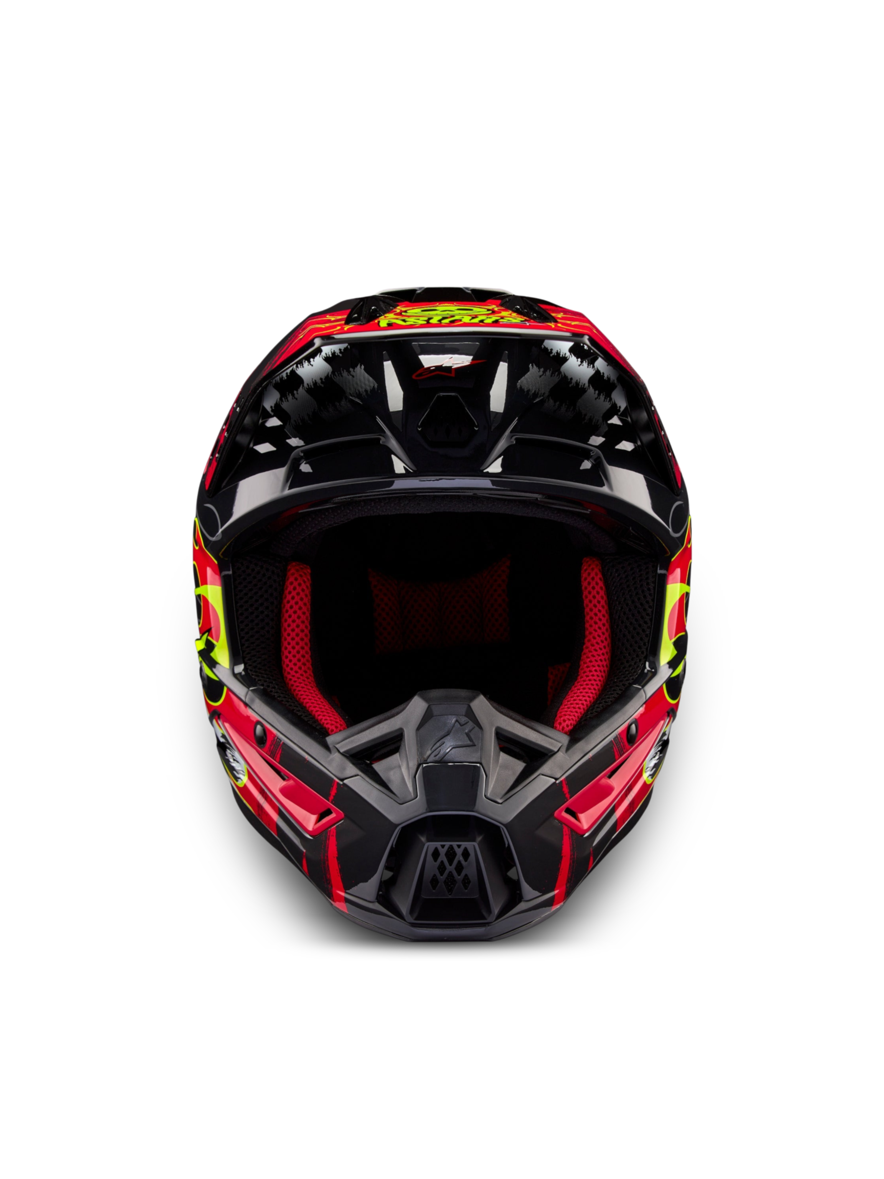 Alpinestars S-M5 Rash Helm, Motocross-Offroad-Helm in Dunkelgrau und Hellrot glänzend, belüftete Thermoplast-Schale, ECE 22.06.