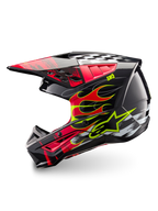 Alpinestars S-M5 Rash Helm, ECE 22.06 Motocross-Helm, Dunkelgrau und Hellrot, leichte Thermoplast-Schale.