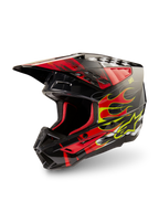 Alpinestars S-M5 Rash Helm, ECE 22.06 Motocross-Helm, Dunkelgrau und Hellrot glänzend, leichter Offroad-Schutz.