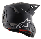 Missile Tech Solid Helm, matter schwarzer Full-Face-Downhill-MTB-Helm mit Mesh-Belüftung und Alpinestars-Logo.