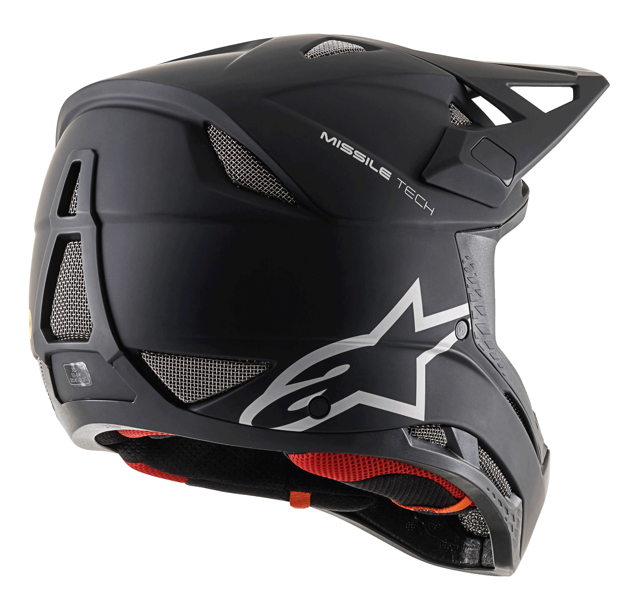 Missile Tech Solid Helm, matter schwarzer Full-Face-Downhill-MTB-Helm mit Mesh-Belüftung und Alpinestars-Logo.