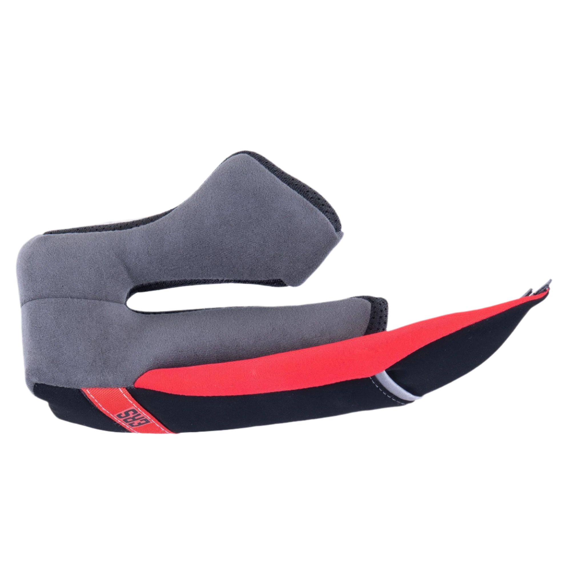 Alpinestars Supertech R10 Regular Wangenpolster, Ersatzteil für die rechte Seite eines Motorradhelms, graue Soft-Touch-Polsterung mit schwarzen und roten Akzenten, mit einer roten ERS Emergency Release System Zuglasche