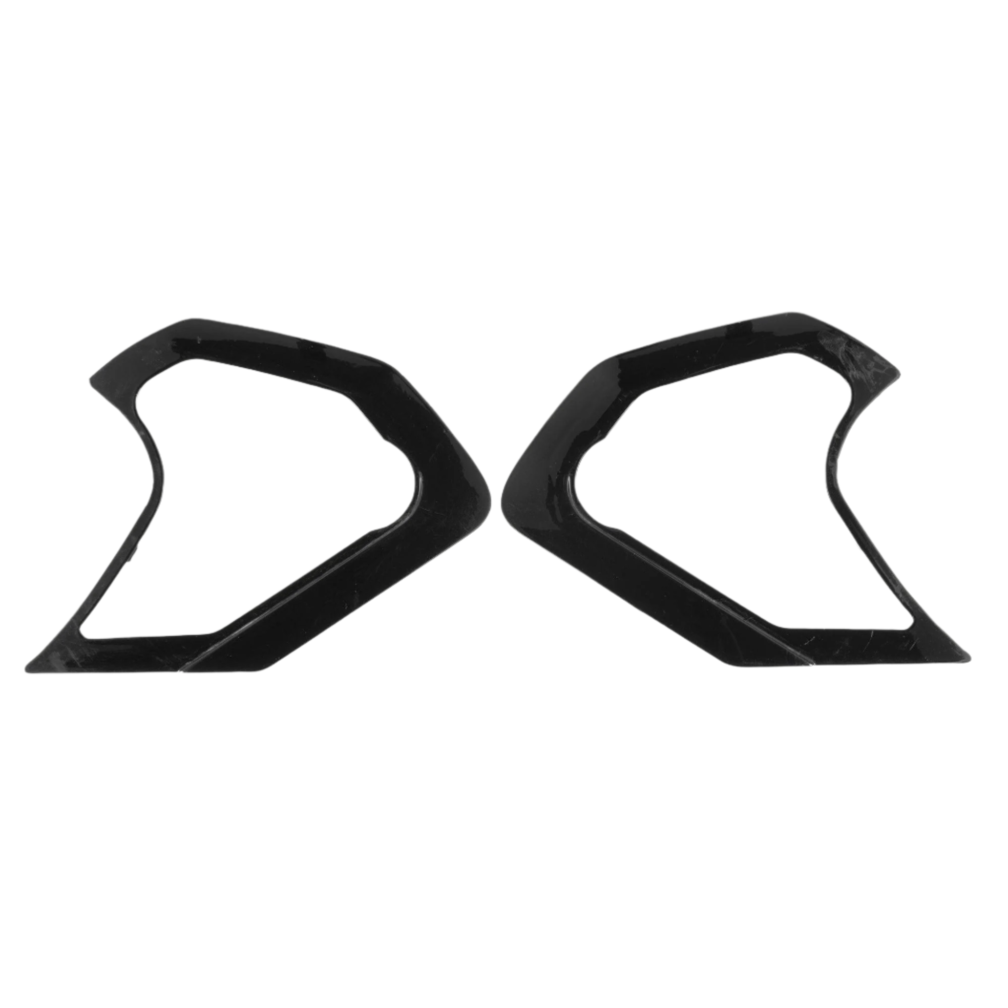 Alpinestars Supertech R10 Shield Mechanism Cover, Black Glossy, pair of plastic replacement components for visor mechanism, geometric shape with cutouts, official replacement part for S-R10 helmets