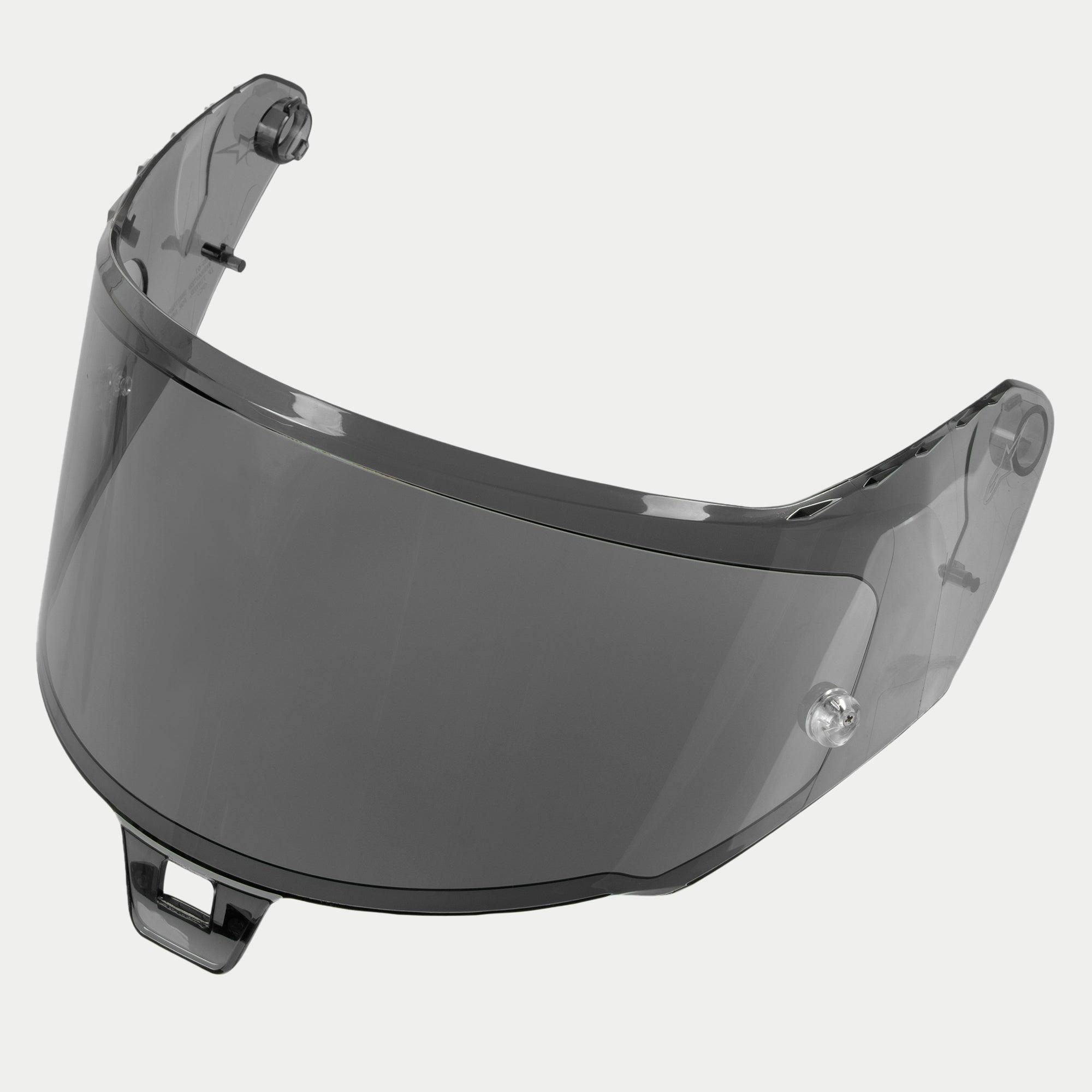 Alpinestars Supertech R10 AFHS-01 Visier, Helmzubehör, Dark Smoke, gebogenes Ersatzvisier mit transparenter dunkler Tönung, kratzfester Beschichtung und Befestigungsteilen für Fahrten bei Tageslicht