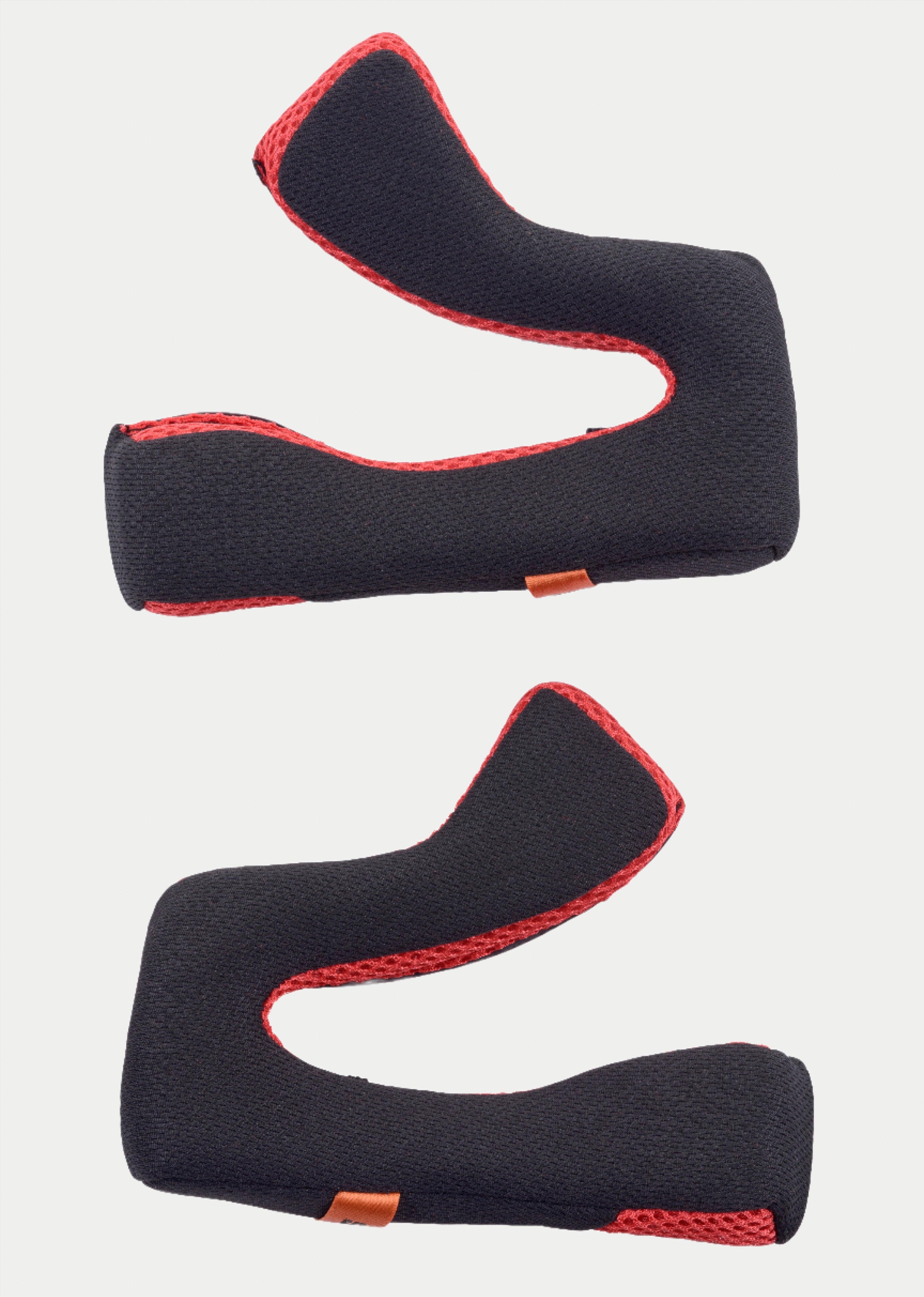 Alpinestars S-M5 Ersatz-Wangenpolster, Set aus zwei Innenpolstern für Helme, Schwarz mit rotem Mesh-Besatz, ergonomisch geschwungene Form für Motocross-Helme, Ersatzteile für Passform und Komfort