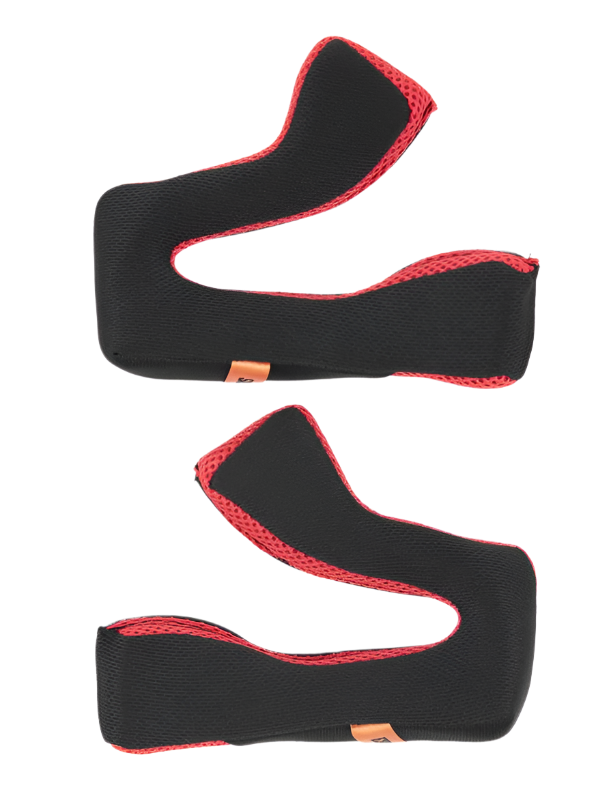 Alpinestars S-M5 Wangenpolsterset +5 mm, Ersatz-Helminnenpolsterung, schwarzer Stoff mit rotem Mesh-Besatz, ergonomisch geschwungenes Design, Helmzubehör für Motocross- und Offroad-Fahrten