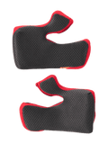 Alpinestars Supertech M10 22.06 Regular Wangenpolster-Set, Schwarz mit roten Kanten, hexagonale Mesh-Oberfläche mit Textur, Ersatz-Innenpolsterung für Motocross-Helme, geschwungene ergonomische Form