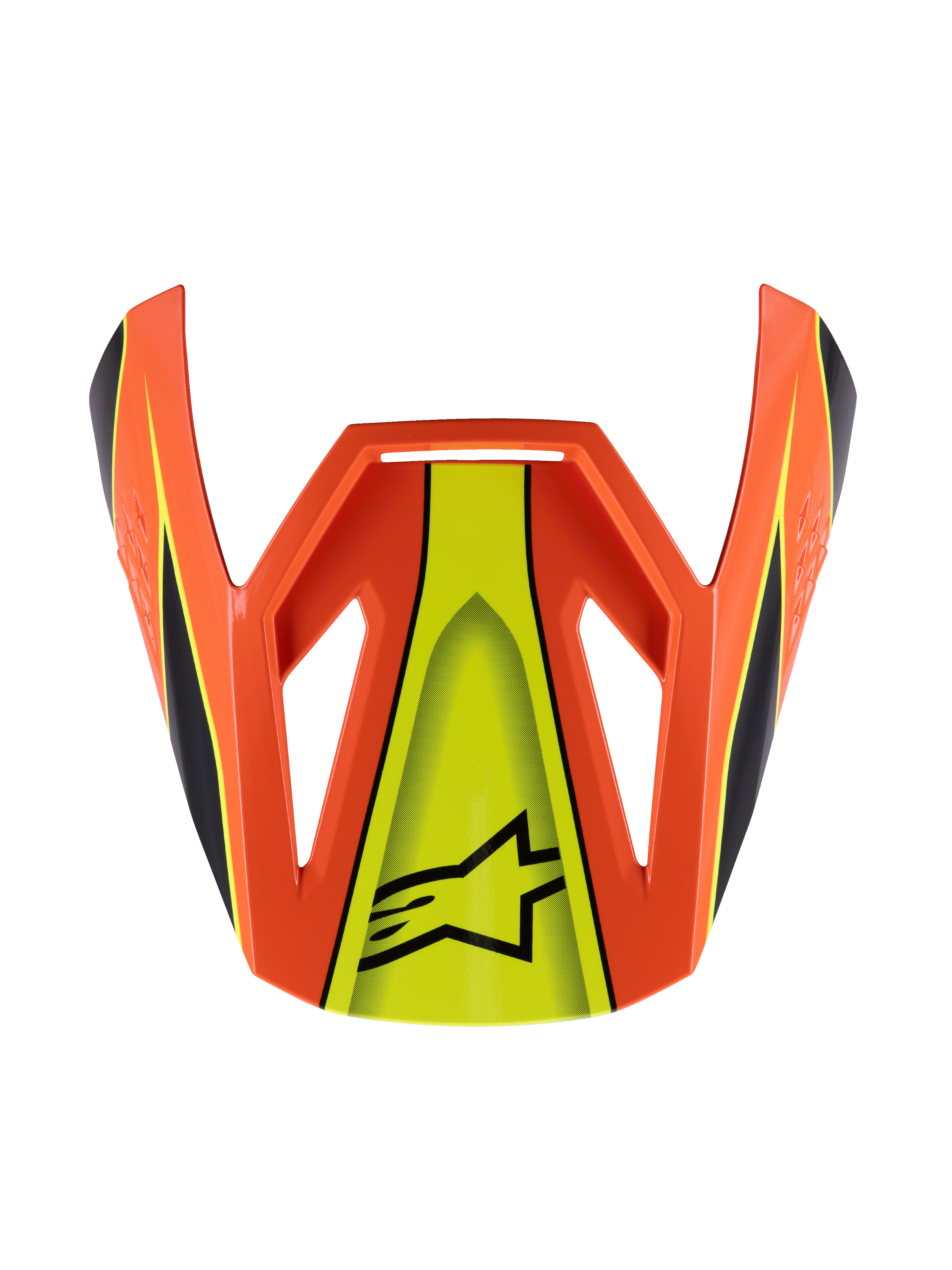 Alpinestars S-M3 Youth Fray Visier, Motocross-Helmvisier, Orange und fluoreszierendes Gelb, kantiges aerodynamisches Design mit schwarzem Astar-Logo und Rennstreifen, langlebiges Kunststoff-Ersatzteil für Jugend-Offroad-Helme
