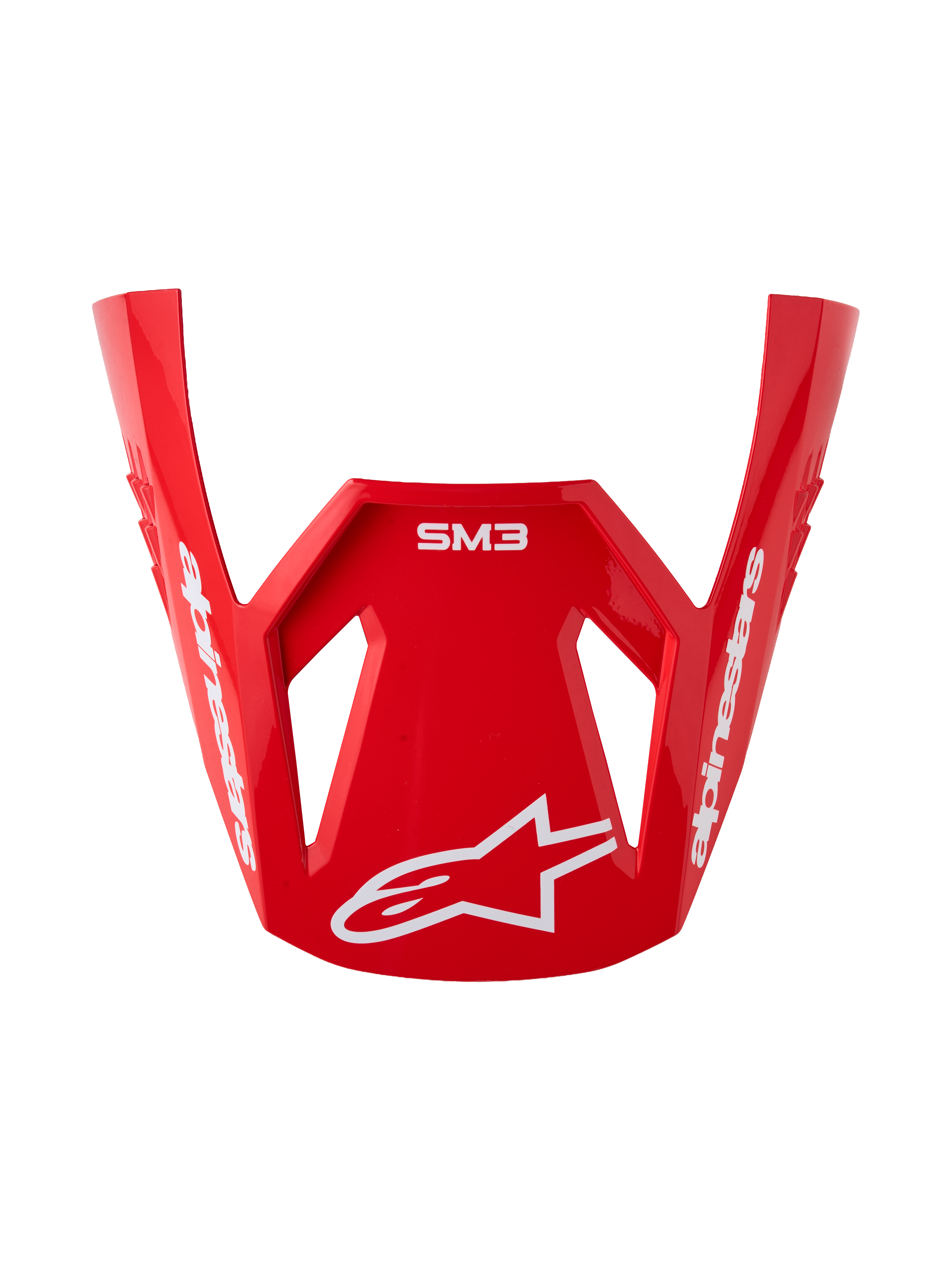 Alpinestars S-M3 Radium Visier, Motocross-Helm Ersatzvisier, Rot und Weiß glänzend mit weißem Logo.