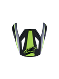 Alpinestars S-M3 Heat Visier ECE06, Motorradhelm-Visier, Gelb Fluo und Schwarz Glänzend, mit markantem fluoreszierend gelbem Mittelstreifen und Seitenakzenten, glänzendes schwarzes Finish mit gelbem Stern-Logo, aerodynamisches Schirm-Design für Motocross-Helme