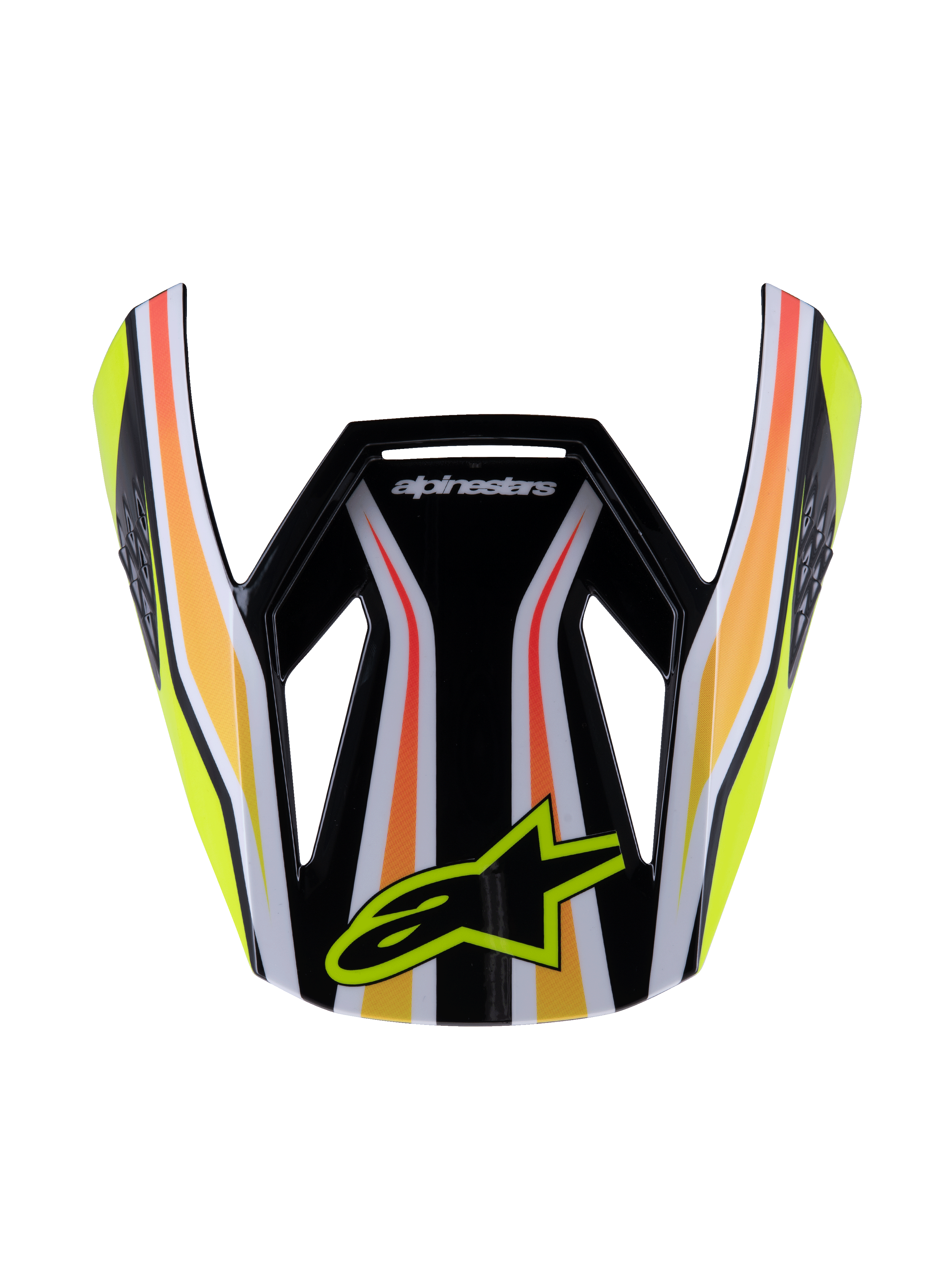Alpinestars S-M3 Youth Wurx Visier, Motocross-Helmvisier, Schwarz mit gelben, orangen und roten Streifen, mit gelbem Alpinestars-Logo, glänzendes aerodynamisches Design, Ersatzvisier für den Jugend-Offroad-Rennsport