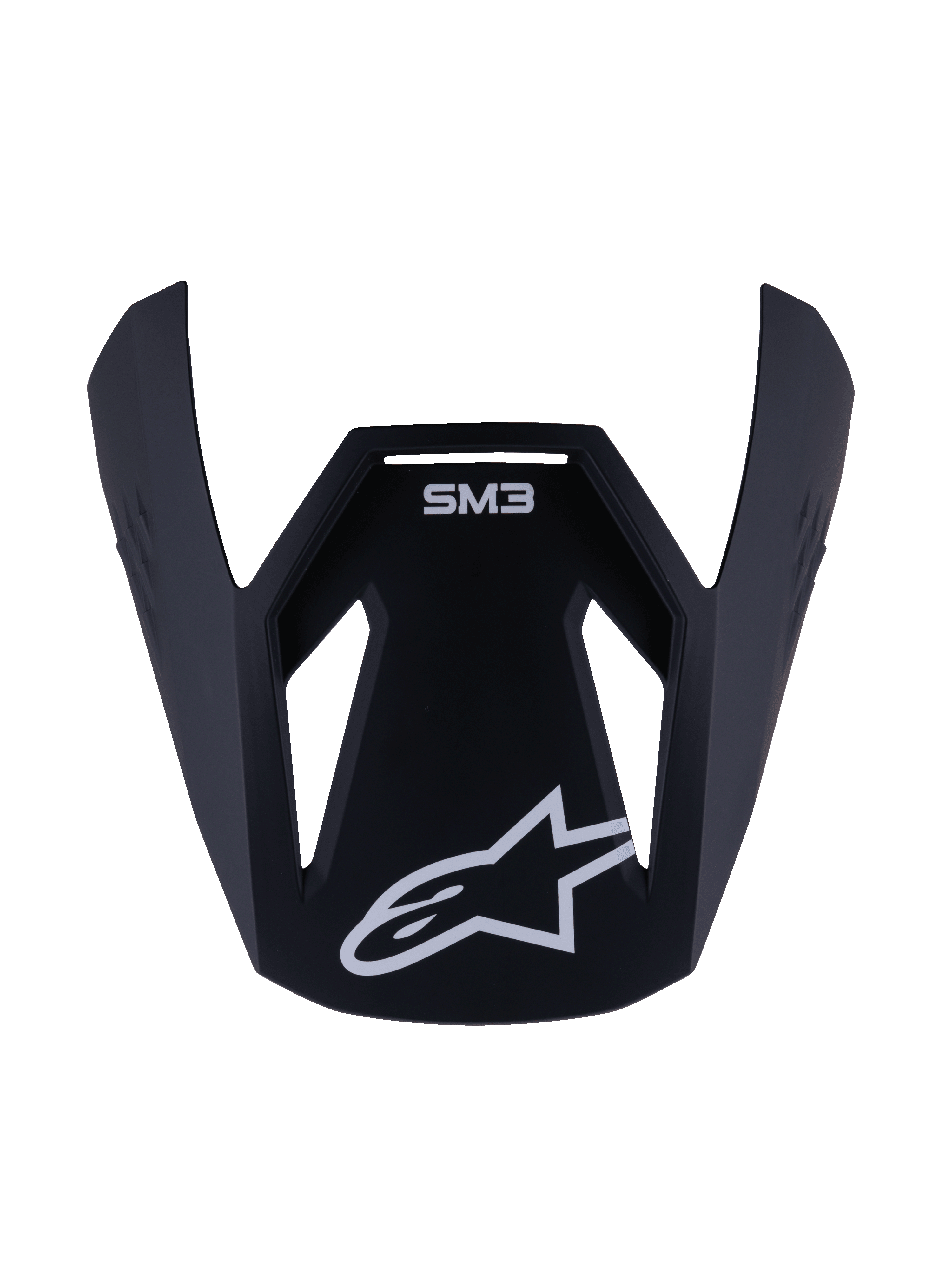 Alpinestars S-M3 Youth Solid Visier, Ersatzvisier für Jugend-Motocross-Helm, mattes Schwarz mit weißem SM3-Branding und Stern-Logo, robustes Kunststoff-Zubehör für Offroad-Rennsport