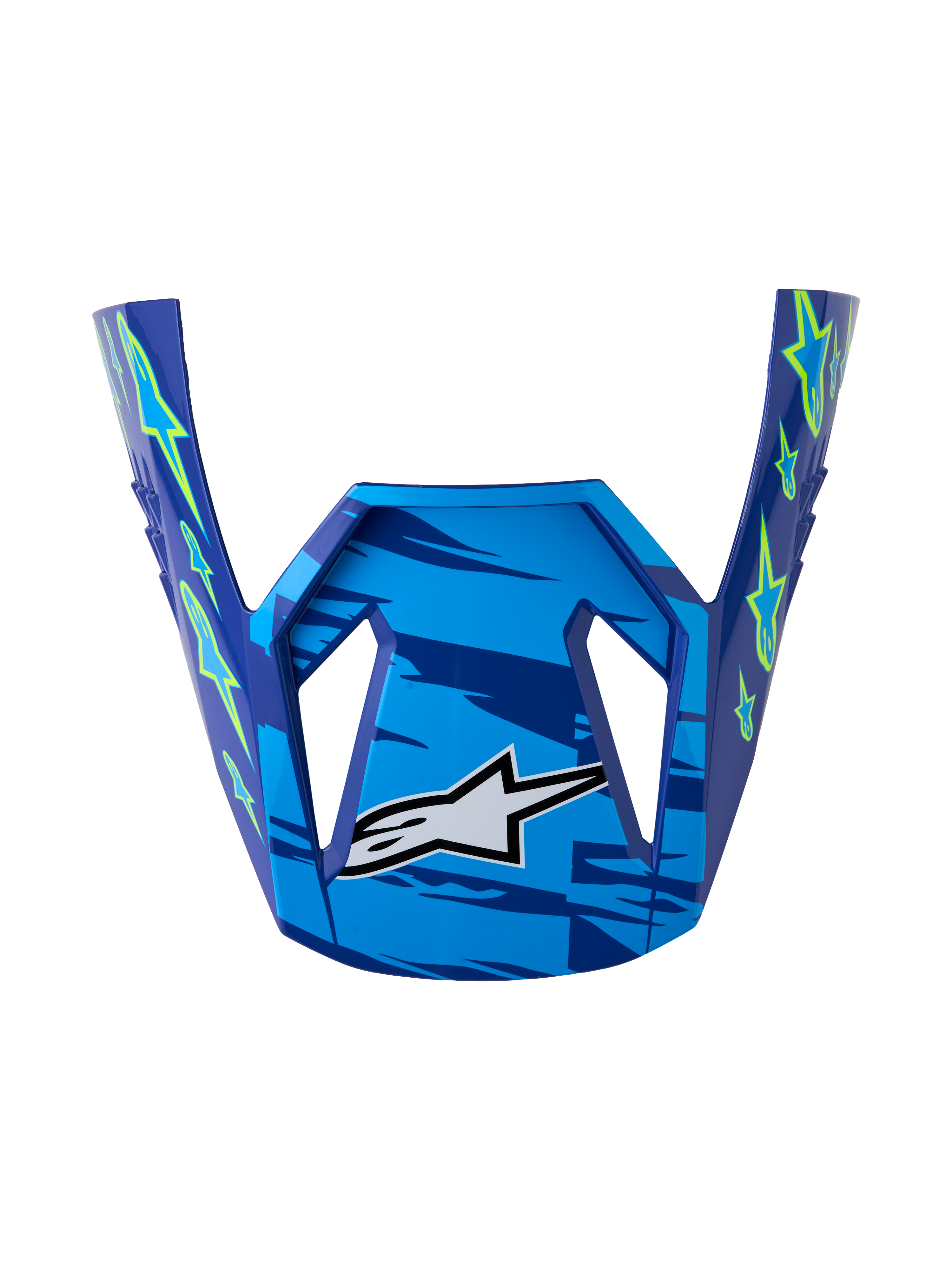 Alpinestars SM3 Falcon Visier ECE06, Motocross-Helmschirm in Blau und Gelb Fluo, glänzend, offizielles Ersatzteil.