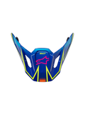 Alpinestars S-M7 Cast Visier, Motocross-Ersatzhelmschirm, Glänzend Blau mit pinken und neongelben Akzenten, pinkes Stern-Logo und SM7-Branding, aerodynamisches Design mit seitlichen Belüftungsöffnungen